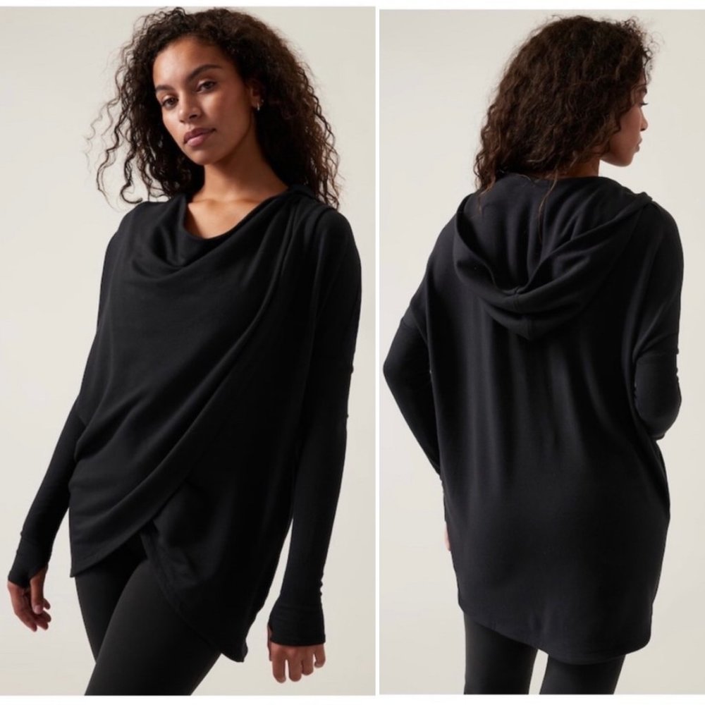 Athleta Purana Wrap Sweatshirt Black Size Medium